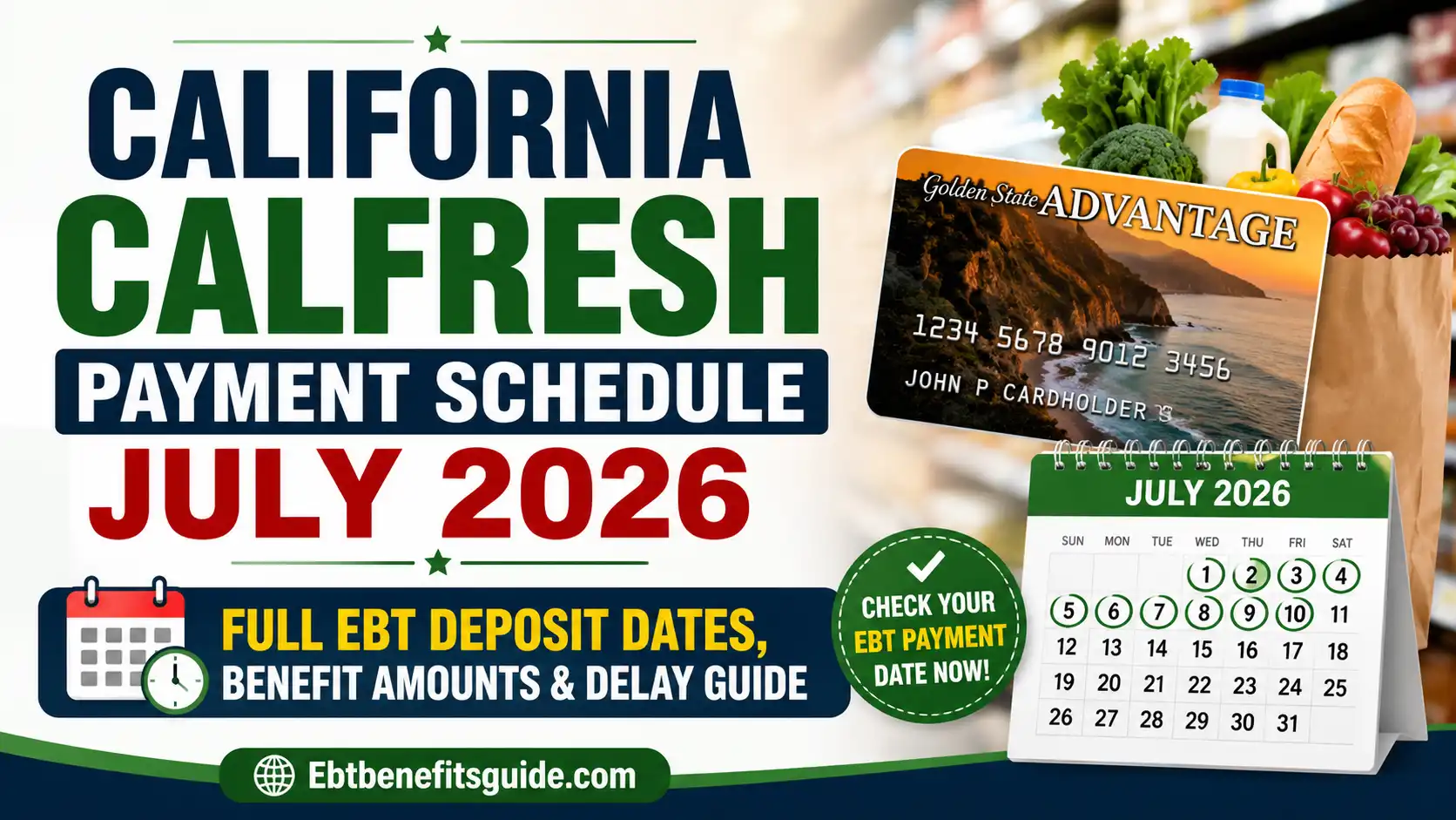 Calfresh Food Stamps Payment Schedule July 2026
