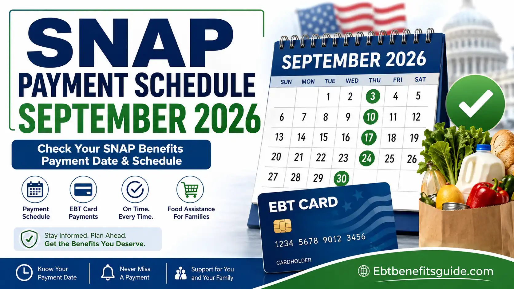 Food Stamps payment schedule September 2026 - EBT deposit dates by state